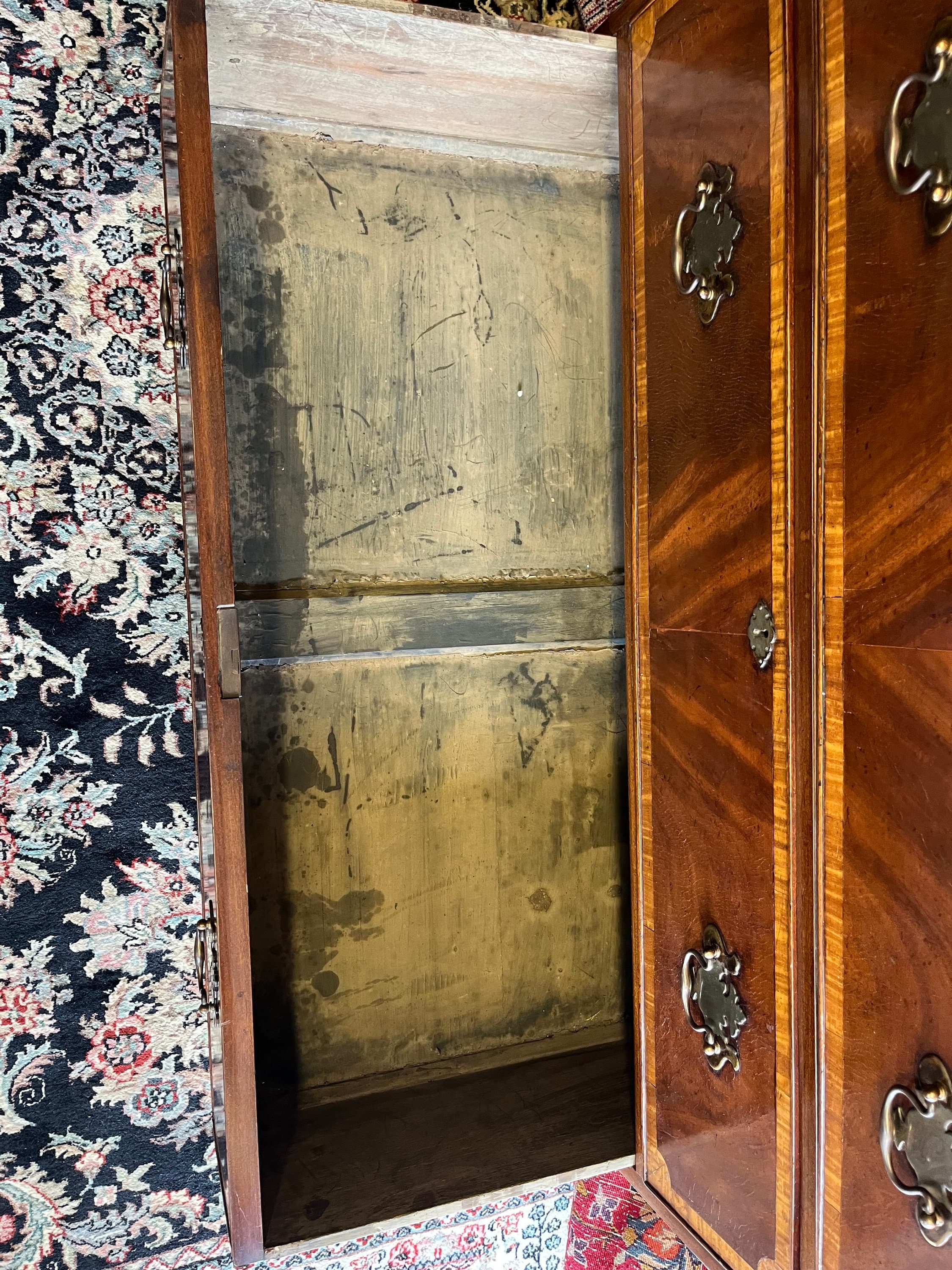 English Mahogany Inlaid Linen Press - Thumbnail 3