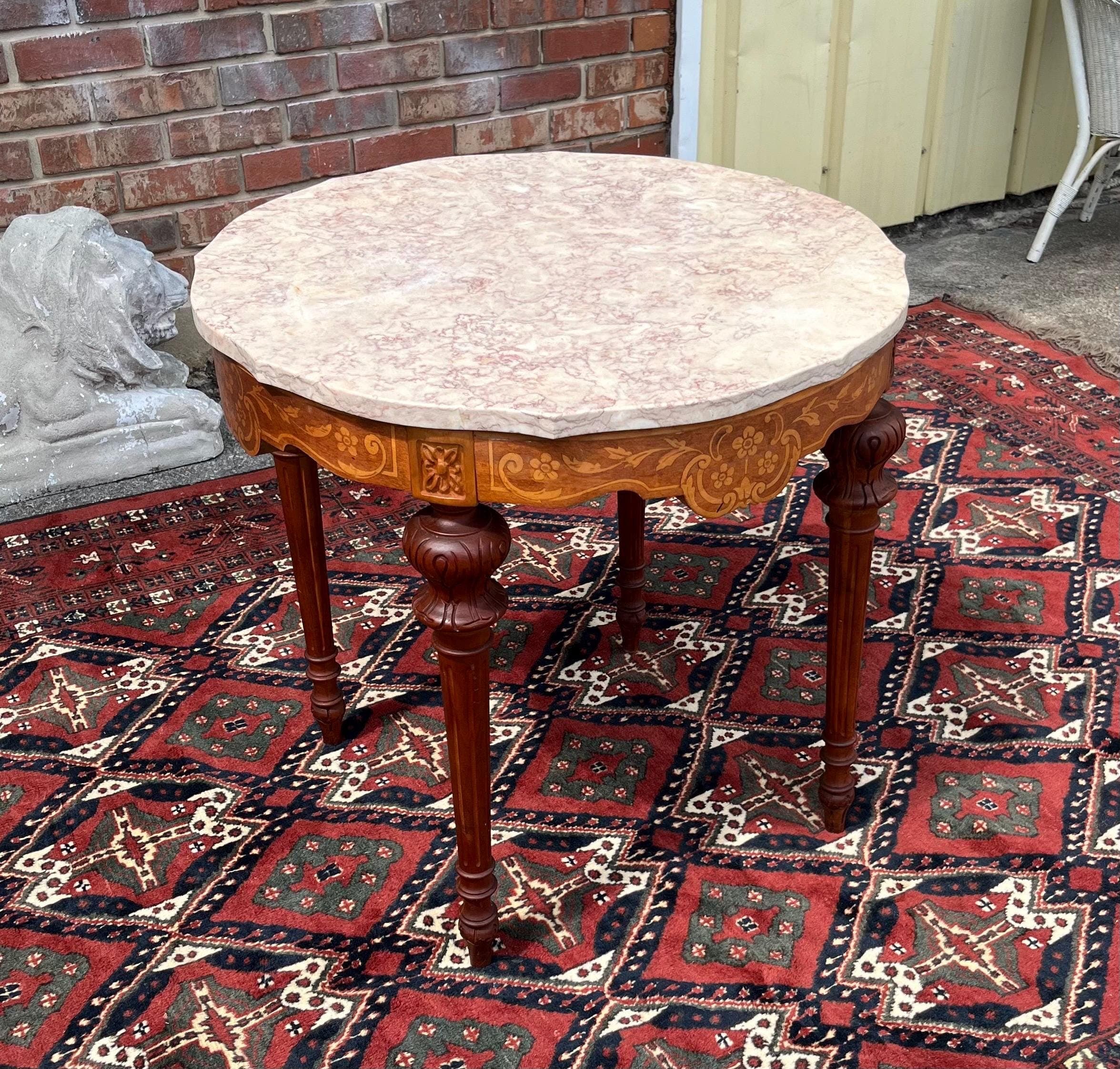 French Style Marble-Top Table - Thumbnail 2