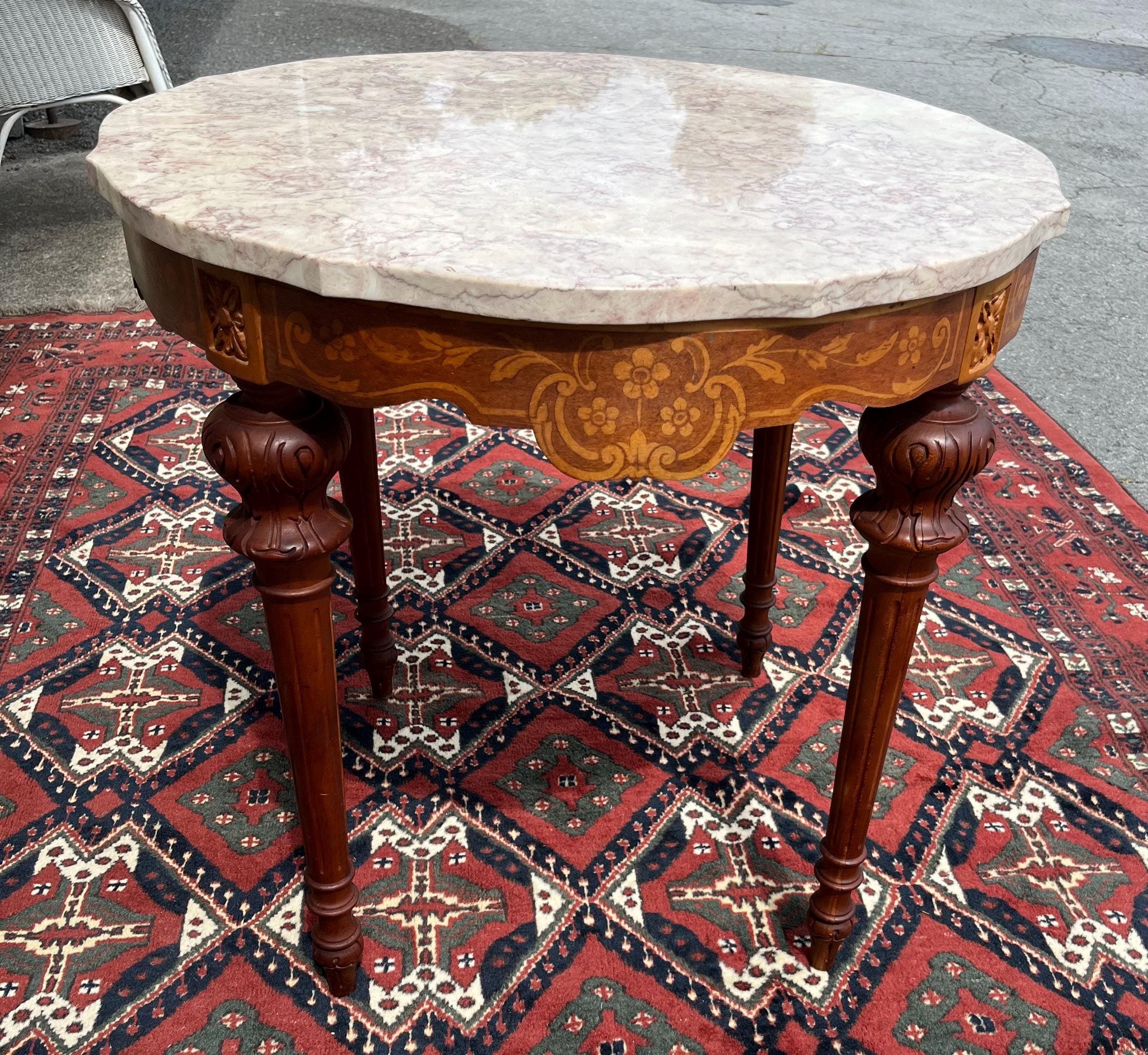 French Style Marble-Top Table - Thumbnail 7