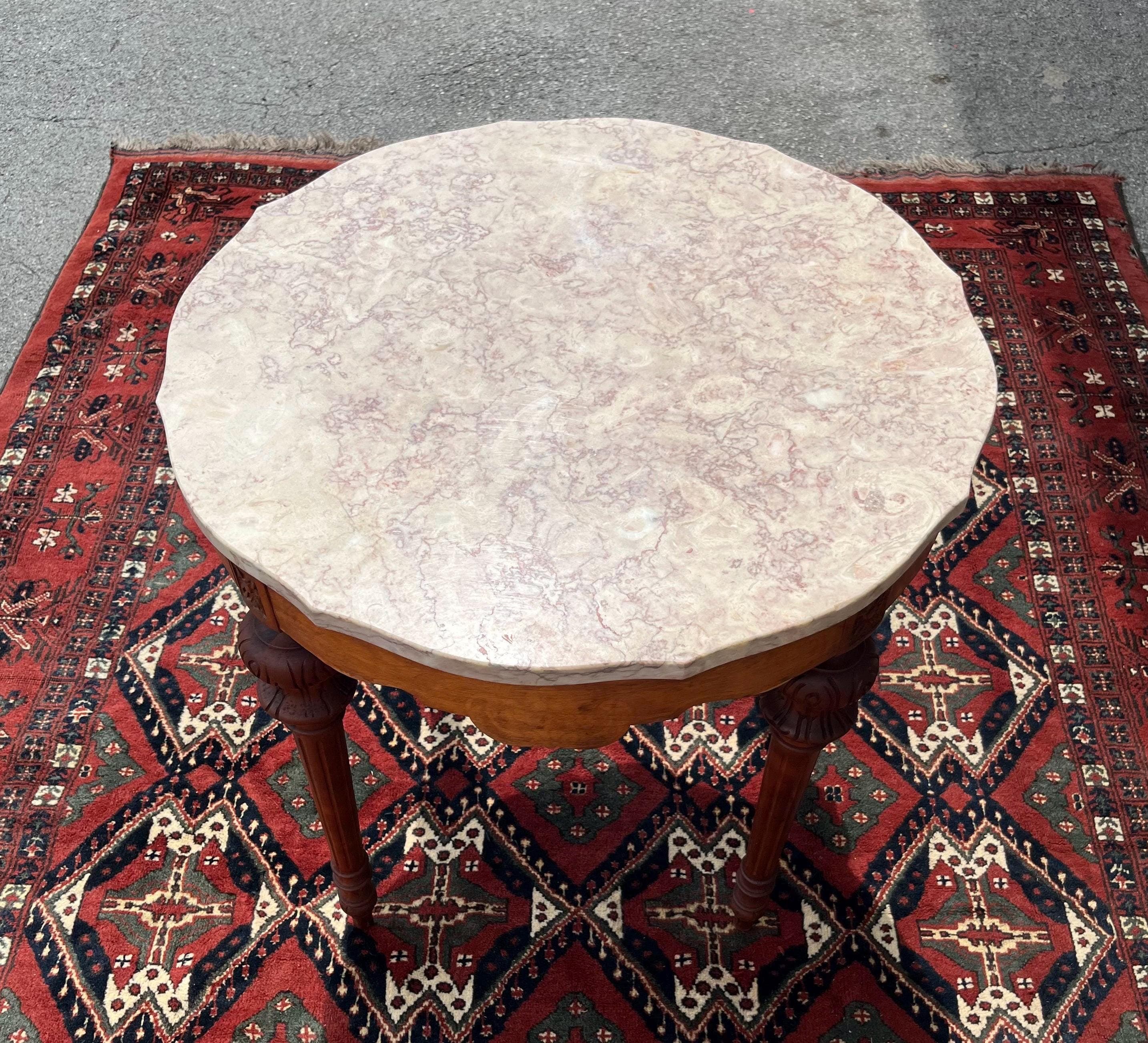 French Style Marble-Top Table - Thumbnail 4