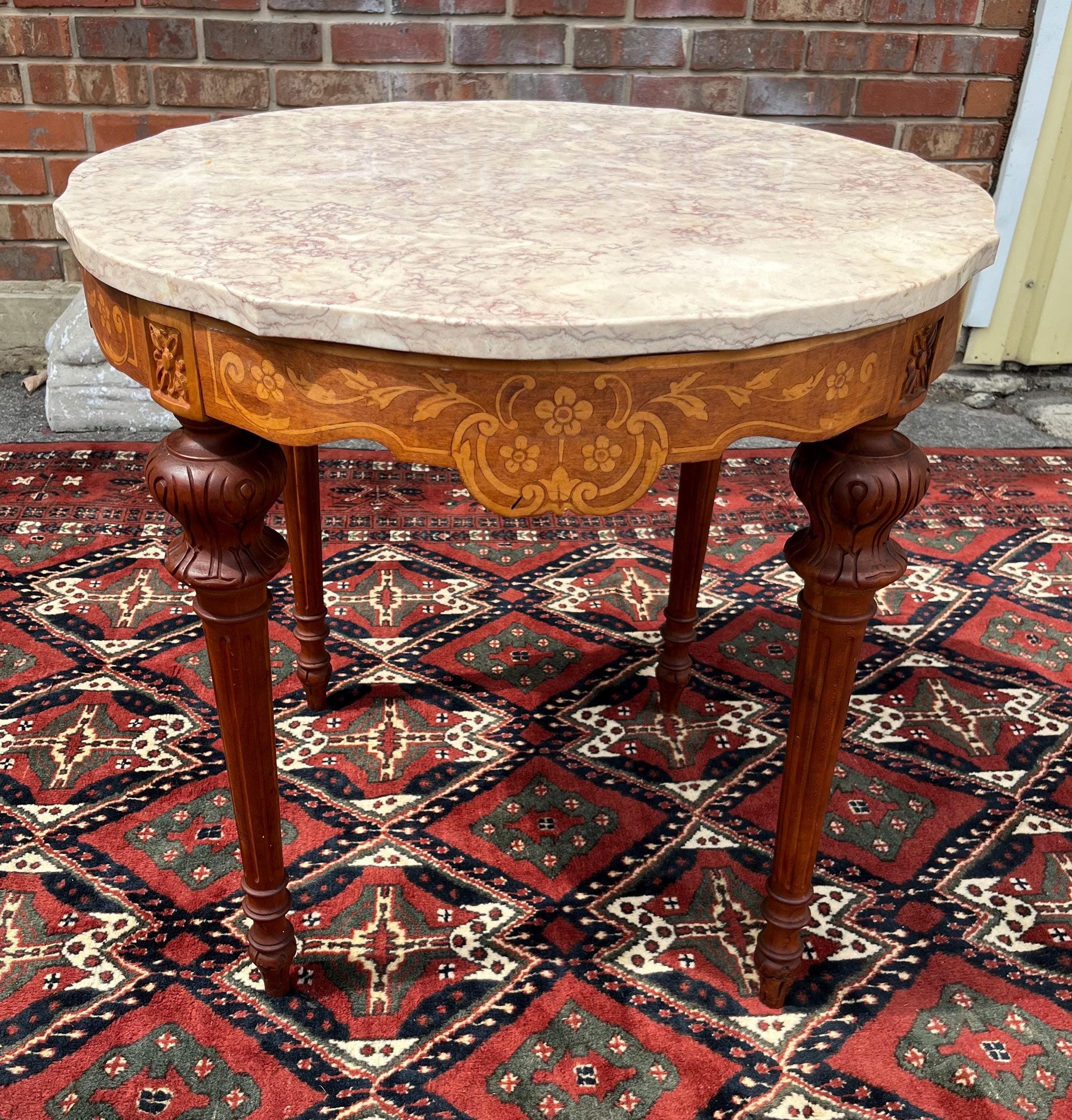 French Style Marble-Top Table - Thumbnail 8