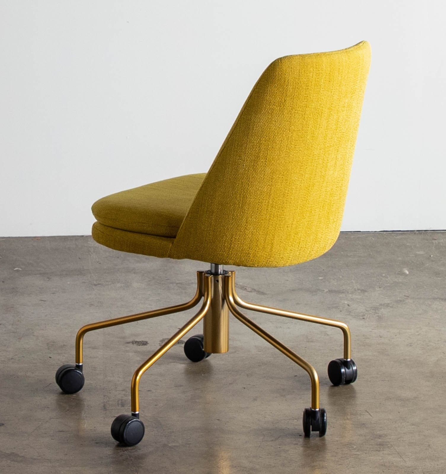 West Elm Finley Office Chair - Basket Slub, Dark Horseradish, Antique Brass - Thumbnail 4