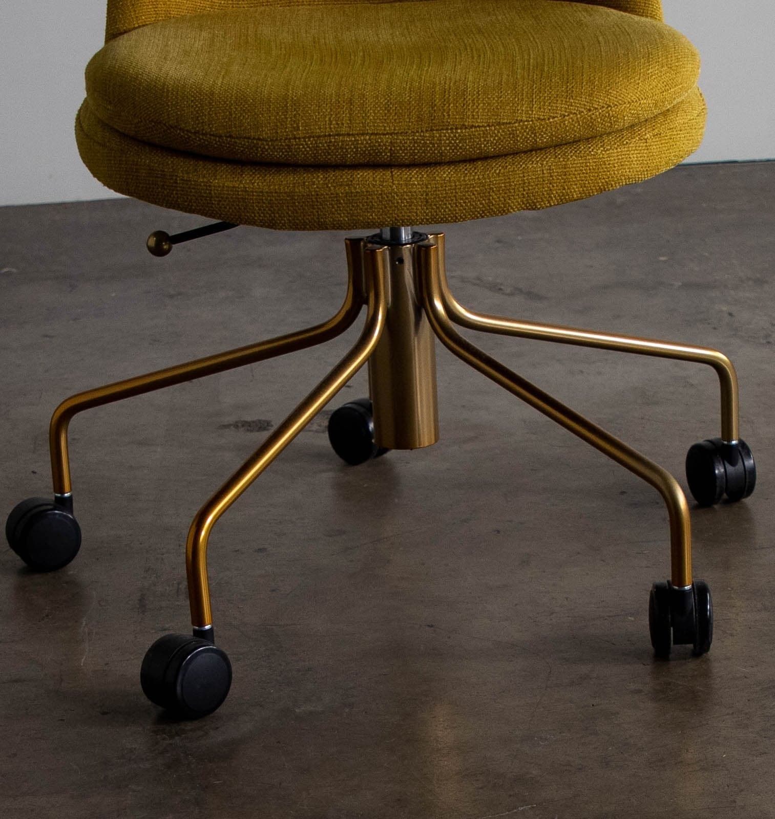 West Elm Finley Office Chair - Basket Slub, Dark Horseradish, Antique Brass - Thumbnail 3