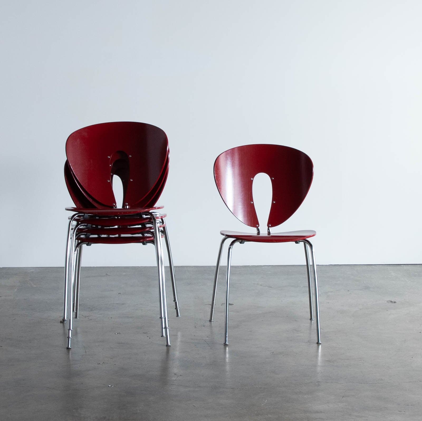 Red Design Within Reach Globus Chairs (Set of 5) - Thumbnail 6