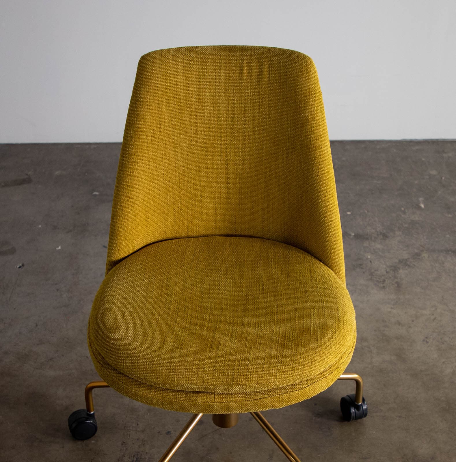 West Elm Finley Office Chair - Basket Slub, Dark Horseradish, Antique Brass - Thumbnail 5