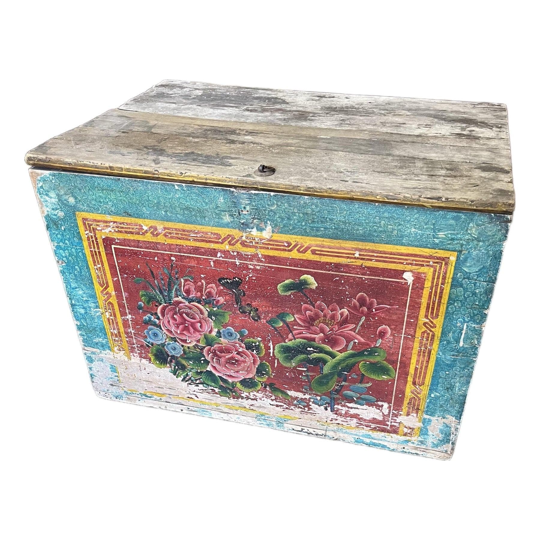 Antique Primitive Painted Trunk - Image 1