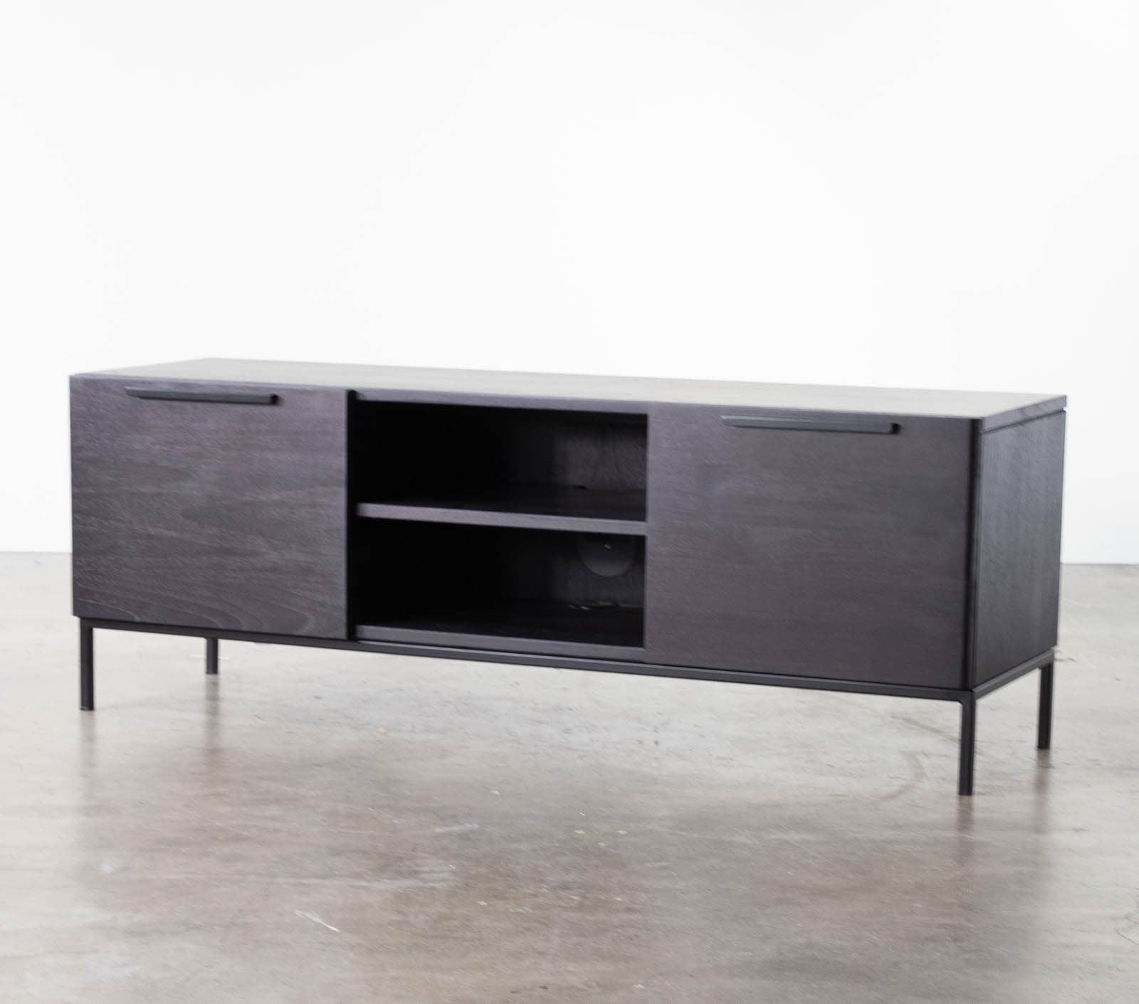 Crate & Barrel Rigby Small Wenge Media Console with a Metal Base