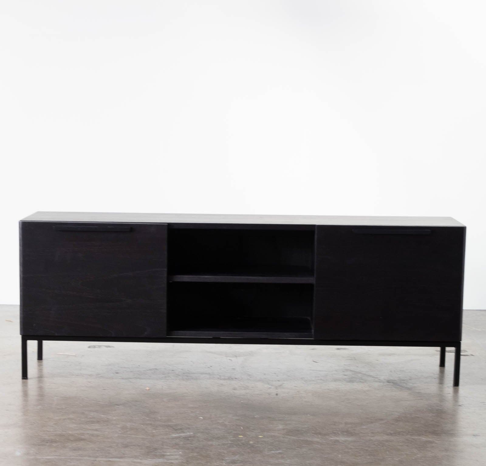 Crate & Barrel Rigby Small Wenge Media Console with a Metal Base - Thumbnail 3
