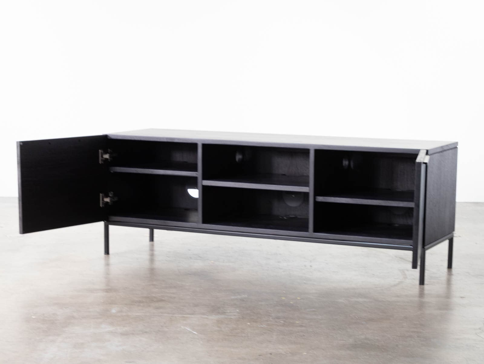 Crate & Barrel Rigby Small Wenge Media Console with a Metal Base - Thumbnail 2
