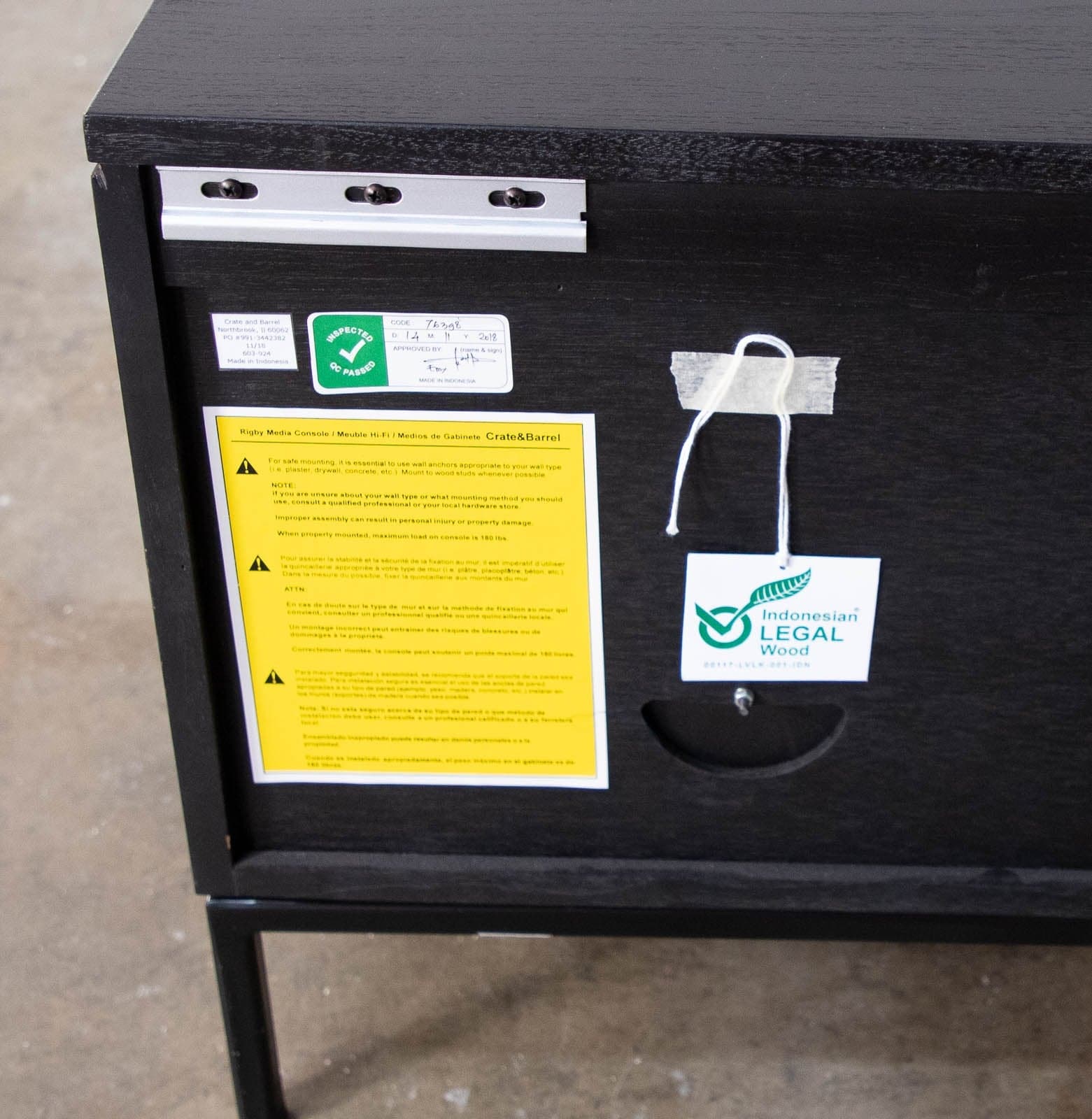 Crate & Barrel Rigby Small Wenge Media Console with a Metal Base - Thumbnail 6