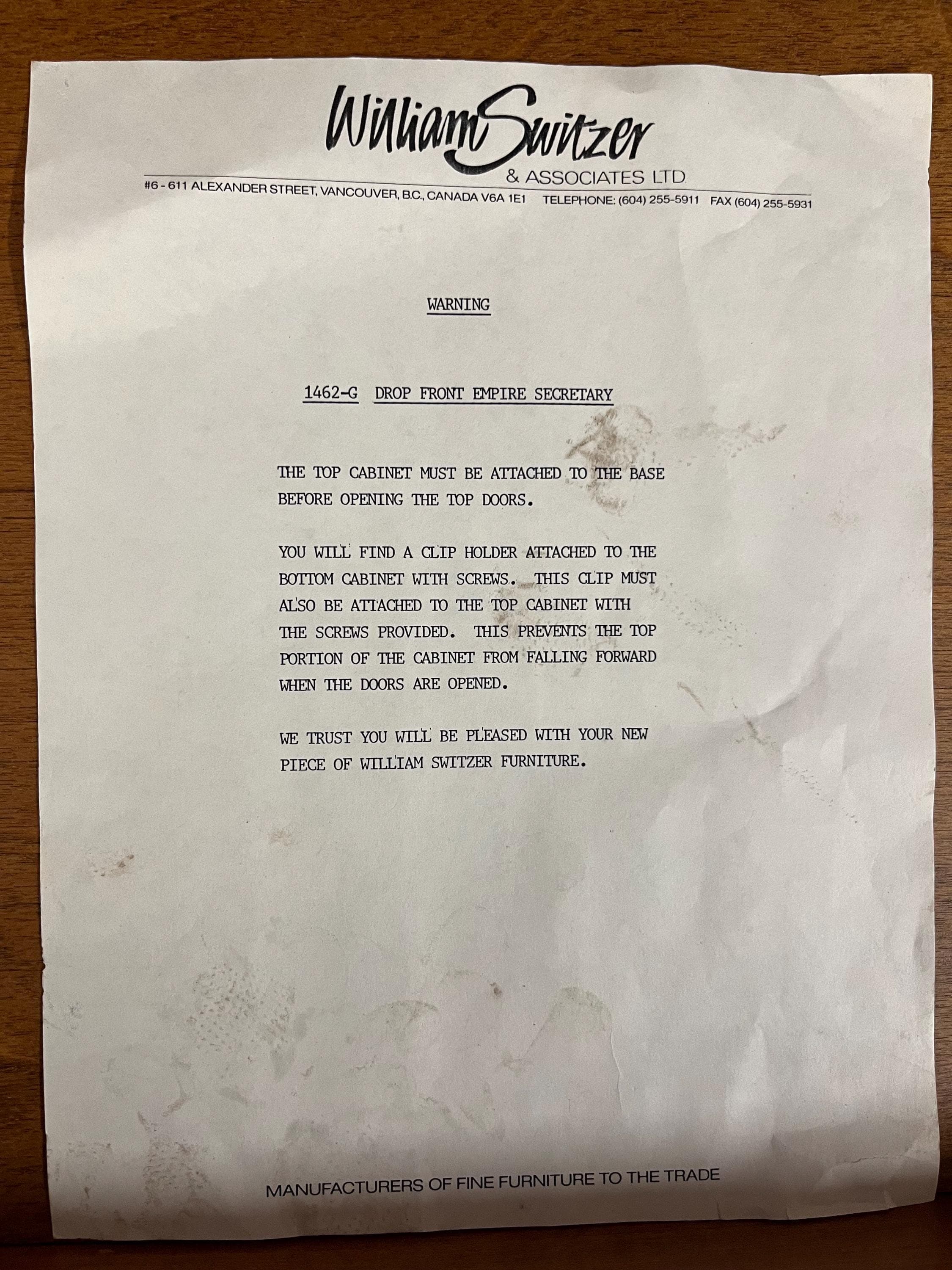 William Switzer Biedermeier Style Secretary - Thumbnail 10