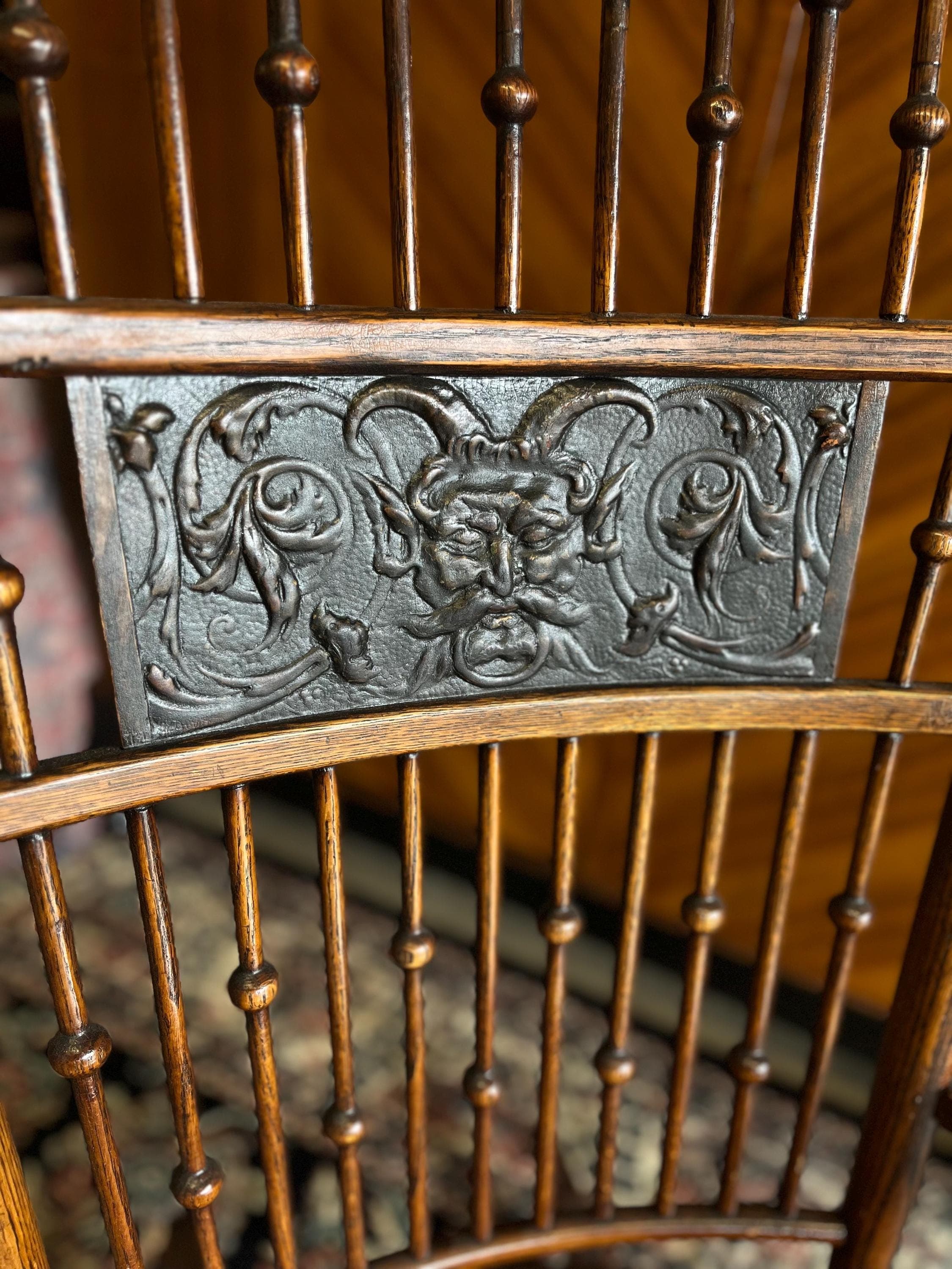 Victorian Stick and Ball Rocker With Needlepoint Seat - Thumbnail 8