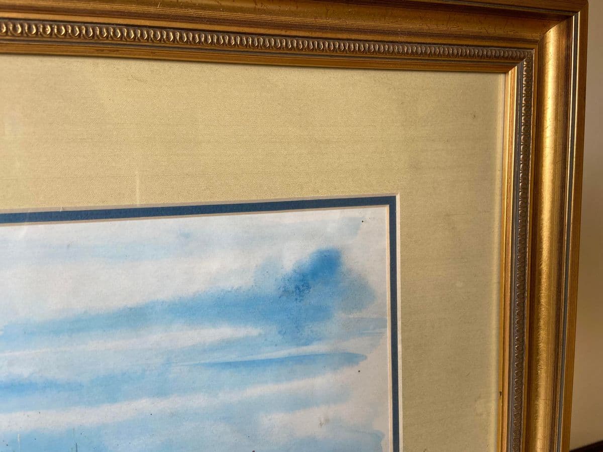 Vintage City and Seaside Watercolor Framed Original Signed Painting - Thumbnail 6