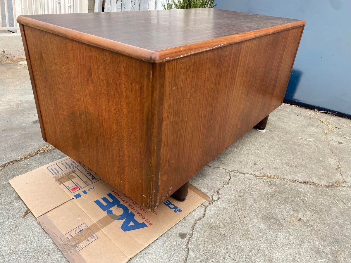 1960s Vintage Mid Mid Century Modern Wooden Desk Needs Restoration - Thumbnail 3