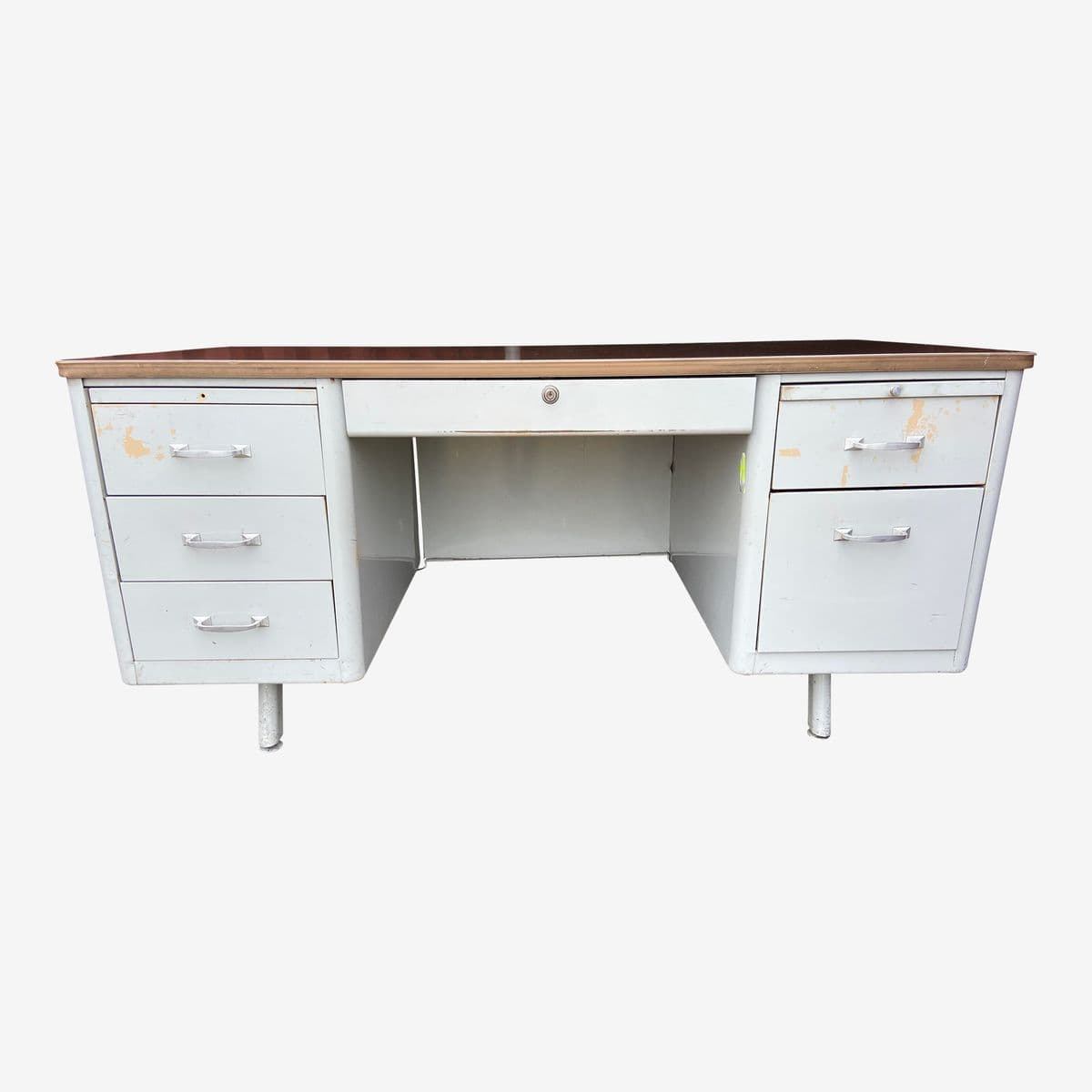 1970s Vintage Mid Century Modern Metal Tanker Desk - Image 1