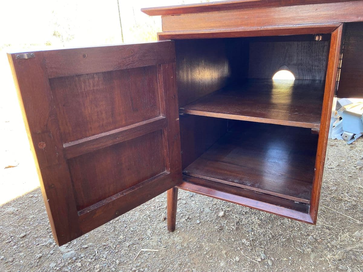 1980s Vintage Modern Teak Wood Desk From the Philippines. - Thumbnail 7