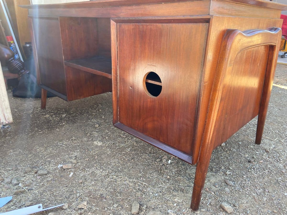 1980s Vintage Modern Teak Wood Desk From the Philippines. - Thumbnail 13