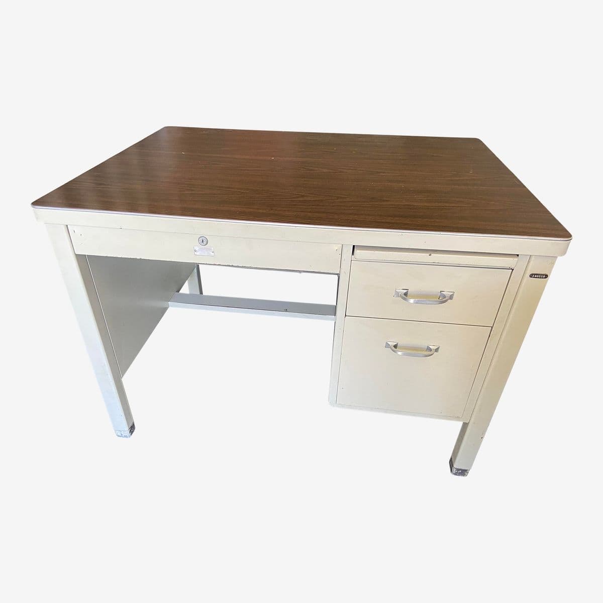 1940s Vintage Mid Century Modern Metal Tanker Desk - Image 1