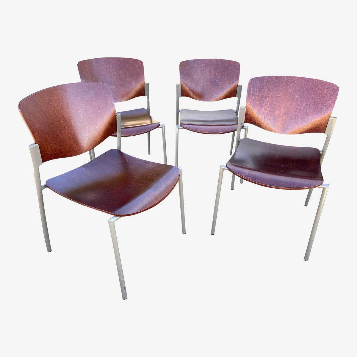 David Rowland Style Modern Bentwood Dining Chairs - Set of 4 - Image 1