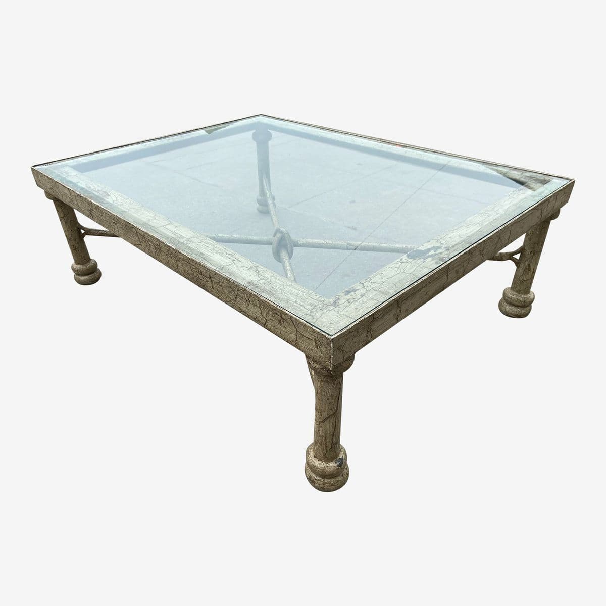 1960s Wrought Iron Rustic Glass Coffee Table - Image 1