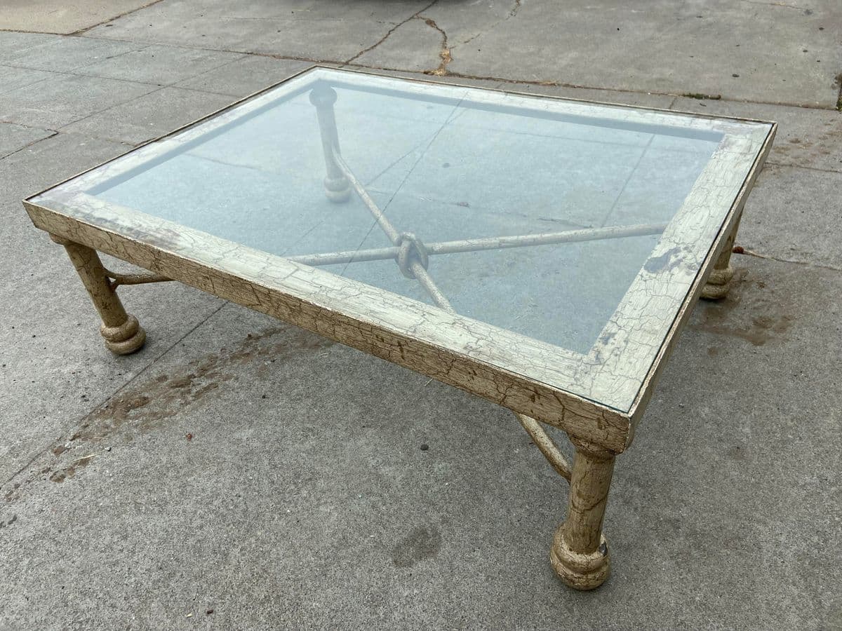 1960s Wrought Iron Rustic Glass Coffee Table - Thumbnail 8