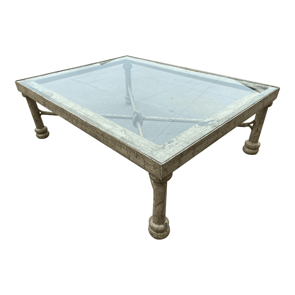 1960s Wrought Iron Rustic Glass Coffee Table - Thumbnail 14