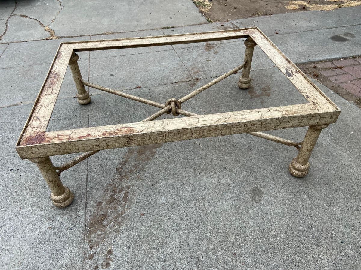 1960s Wrought Iron Rustic Glass Coffee Table - Thumbnail 10