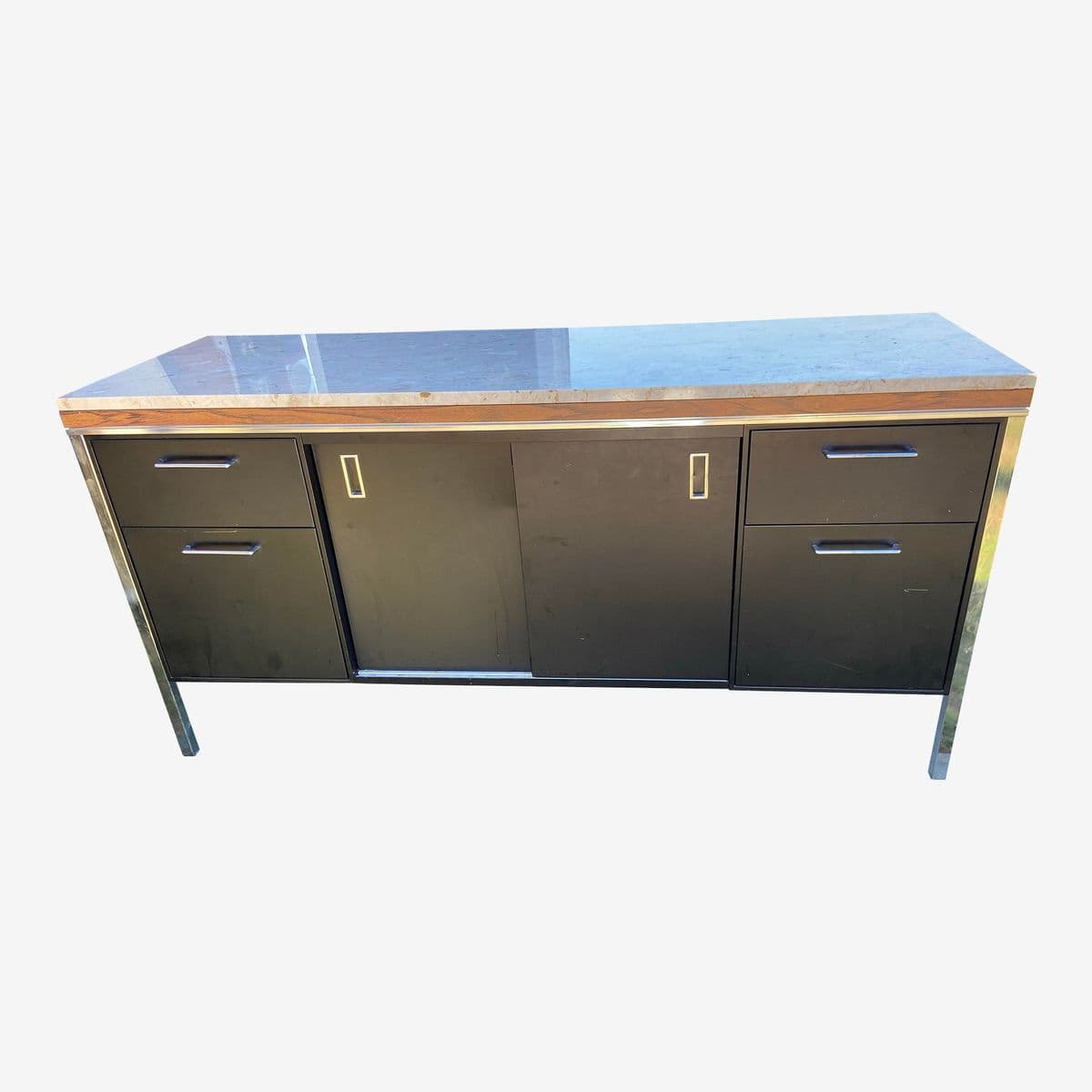 1980s Vintage Mid Century Modern Florence Knoll Style Metal Filing Cabinet - Image 1