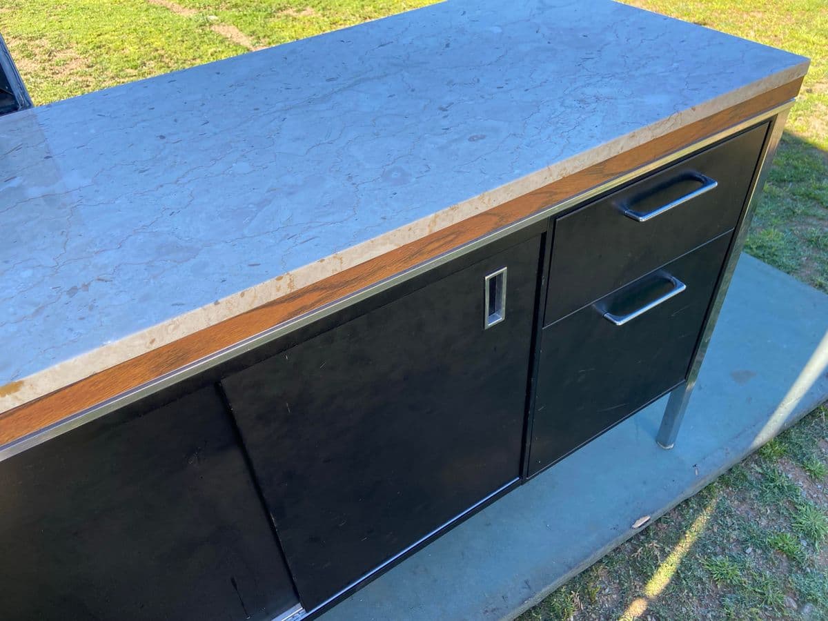 1980s Vintage Mid Century Modern Florence Knoll Style Metal Filing Cabinet - Thumbnail 4