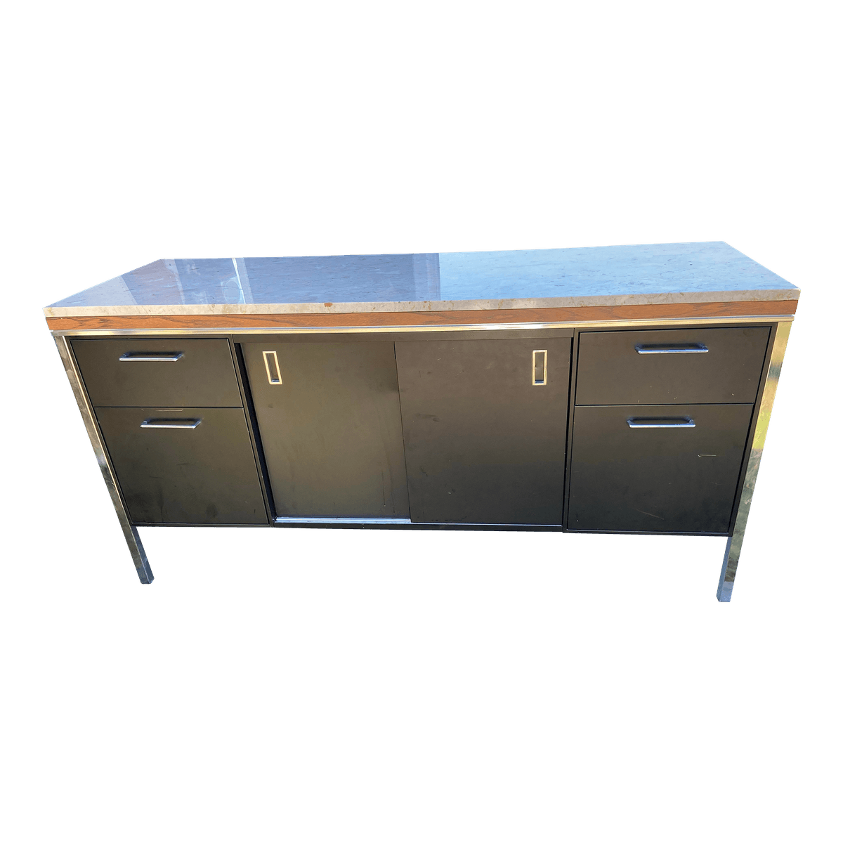 1980s Vintage Mid Century Modern Florence Knoll Style Metal Filing Cabinet - Thumbnail 14