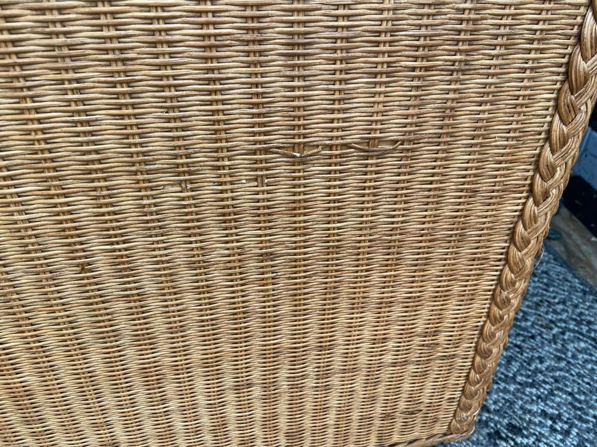 1980s Boho Chic Vintage Wicker Rattan Wrought Iron Glass Desk - Thumbnail 11