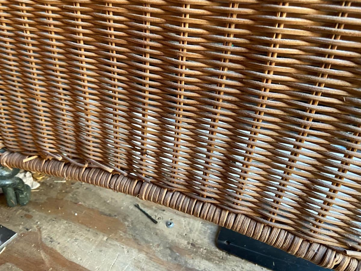 1980s Boho Chic Vintage Wicker Rattan Wrought Iron Glass Desk - Thumbnail 13