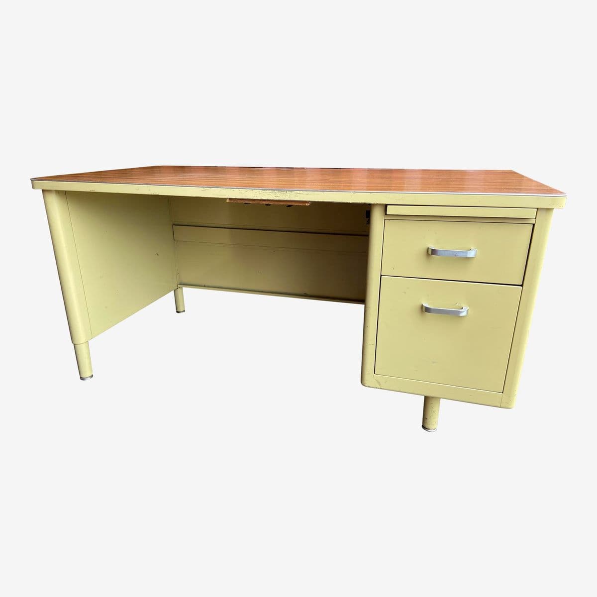 1970s Vintage Mid Century Modern Metal Tanker Desk - Image 1