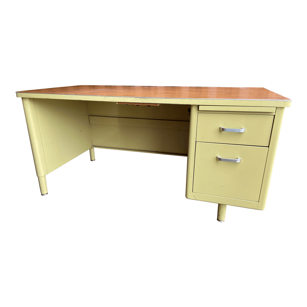 1970s Vintage Mid Century Modern Metal Tanker Desk - Thumbnail 2