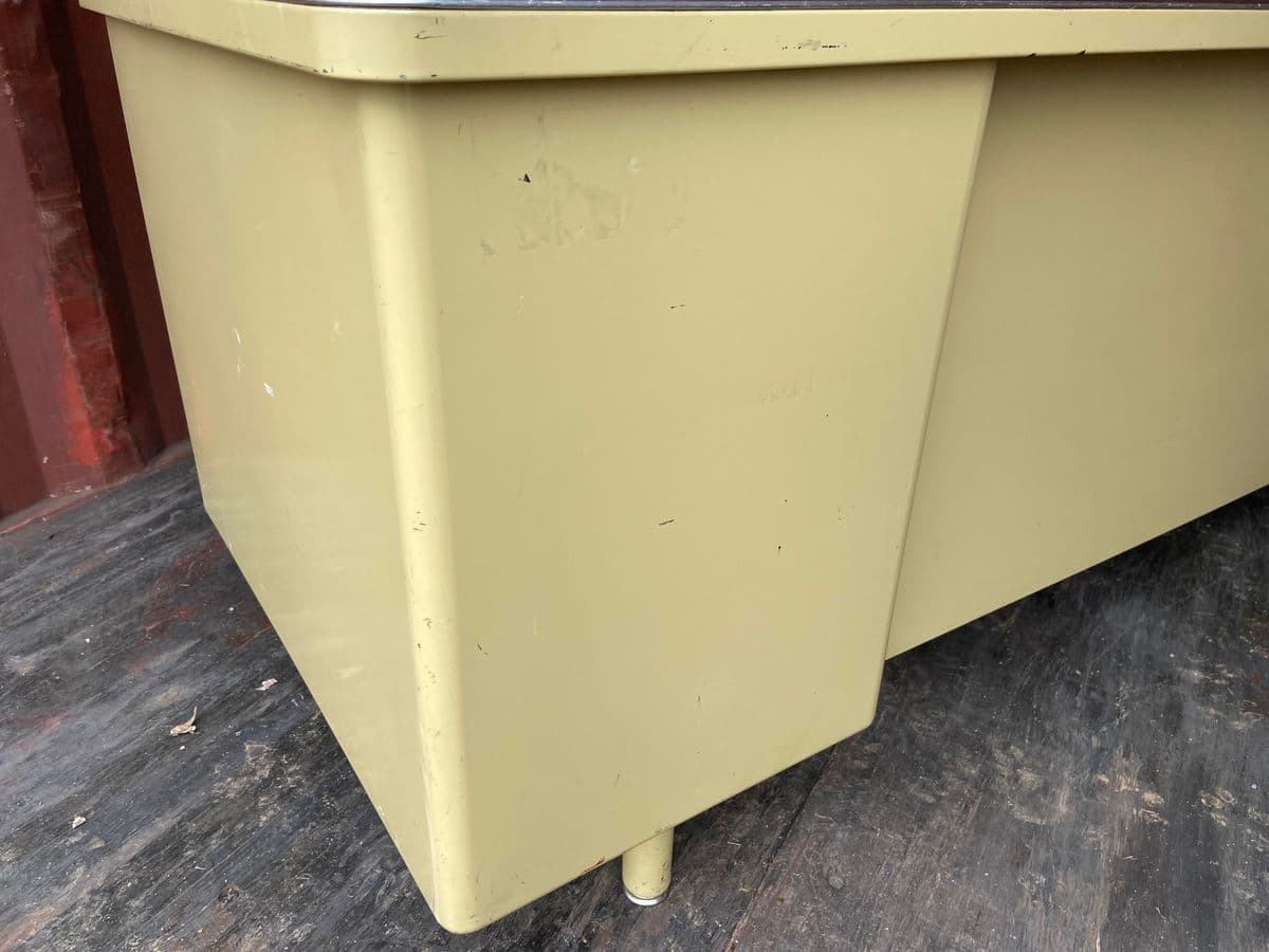 1970s Vintage Mid Century Modern Metal Tanker Desk - Thumbnail 9