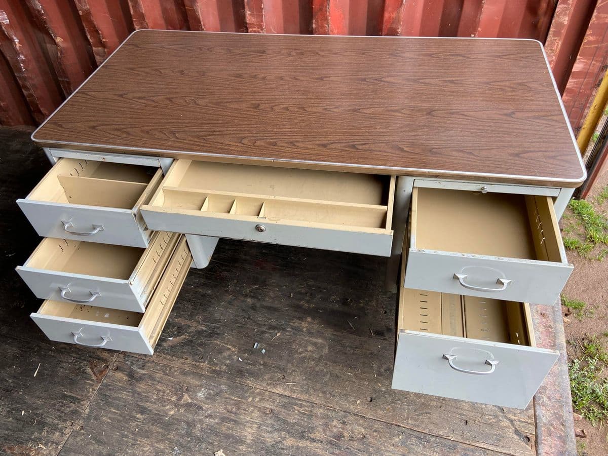 Vintage Mid Century Modern Metal Tanker Desk - Thumbnail 7