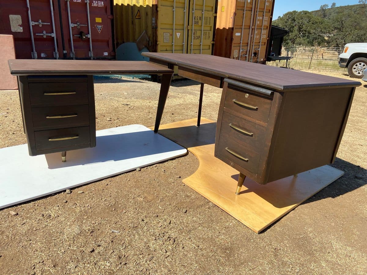 1970s Vintage Mid Century Modern L Shape Desk - Thumbnail 7