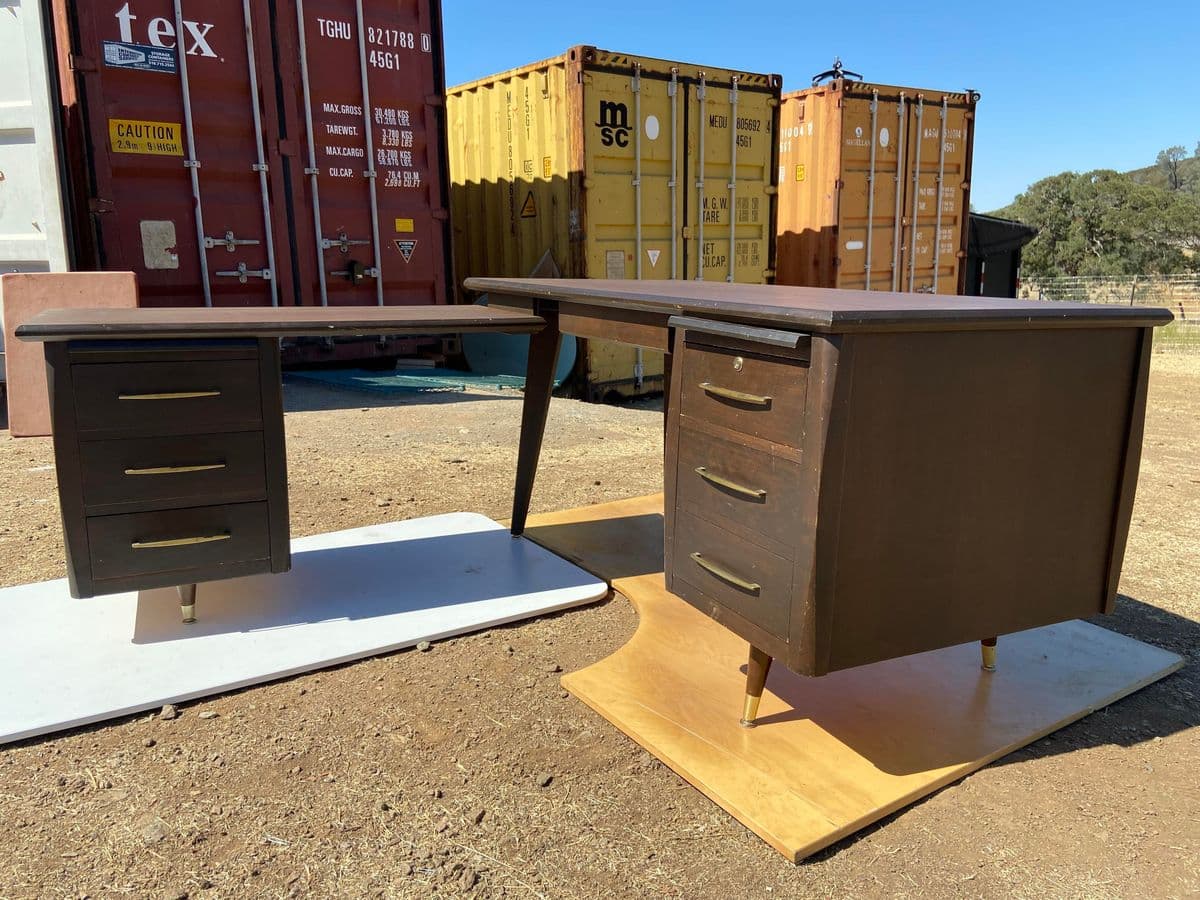 1970s Vintage Mid Century Modern L Shape Desk - Thumbnail 8