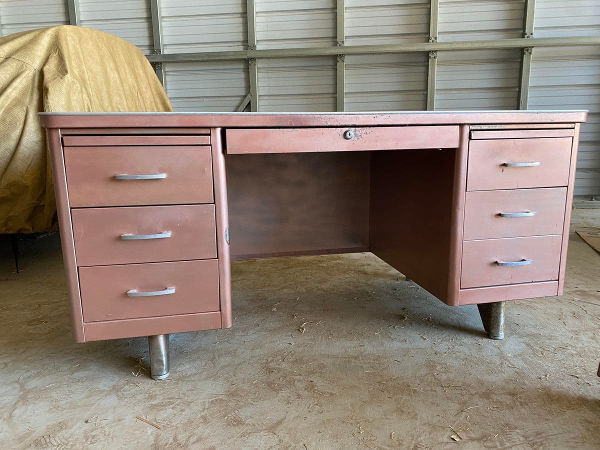 1960s Vintage Mid Century Modern Metal Tanker Desk Set of 2 - Thumbnail 3