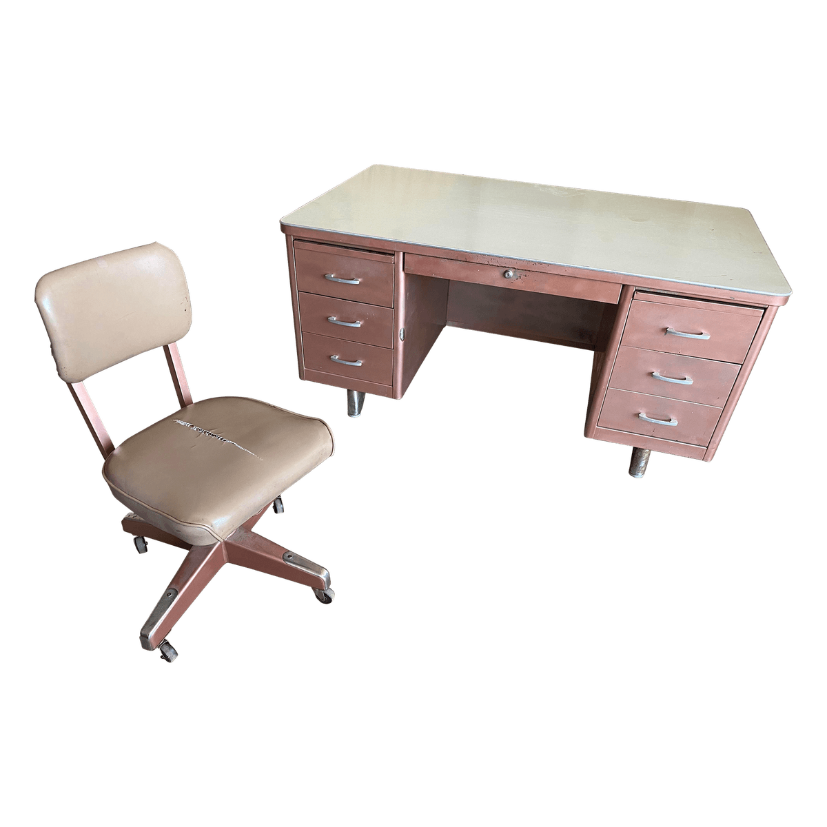 1960s Vintage Mid Century Modern Metal Tanker Desk Set of 2 - Thumbnail 13