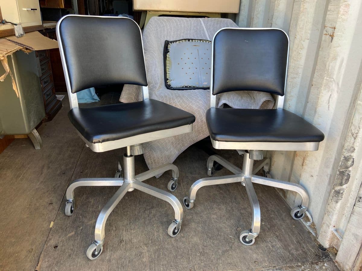 2000’s Pair of Emeco Navy Swivel Desk Chairs - Thumbnail 4