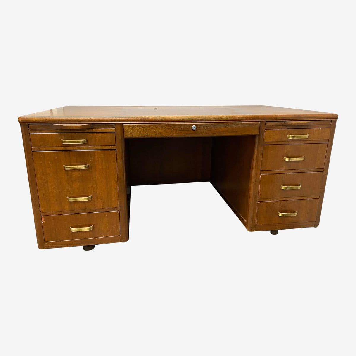1960s Leopold Vintage Mid Century Modern Walnut Desk - Image 1