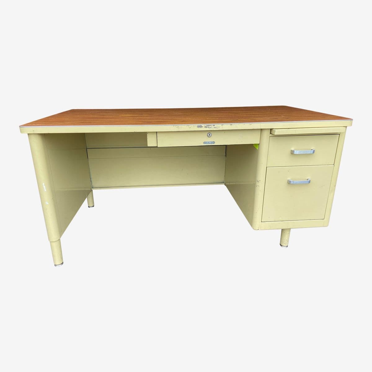 1970s Vintage Mid Century Modern Metal Tanker Desk - Image 1