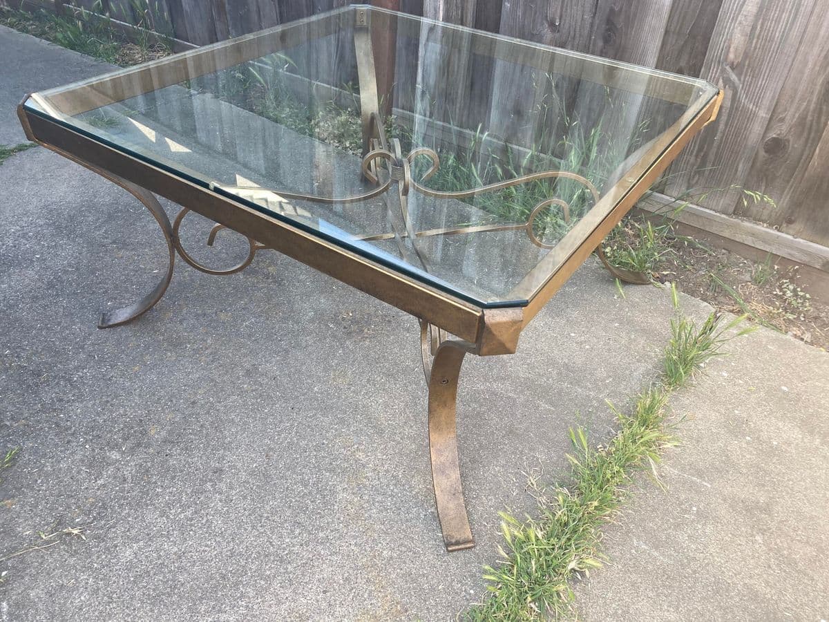 Vintage Glass and Metal Coffee Table - Thumbnail 3