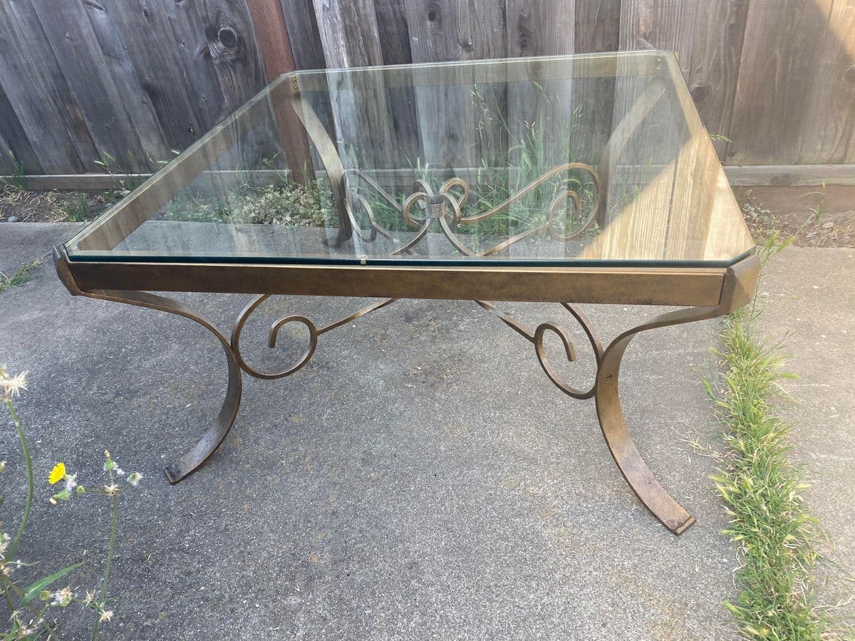 Vintage Glass and Metal Coffee Table - Thumbnail 6
