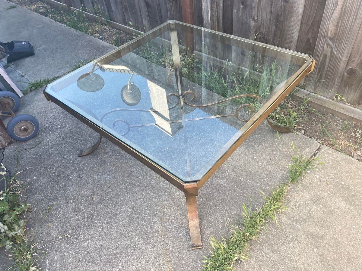 Vintage Glass and Metal Coffee Table - Thumbnail 8