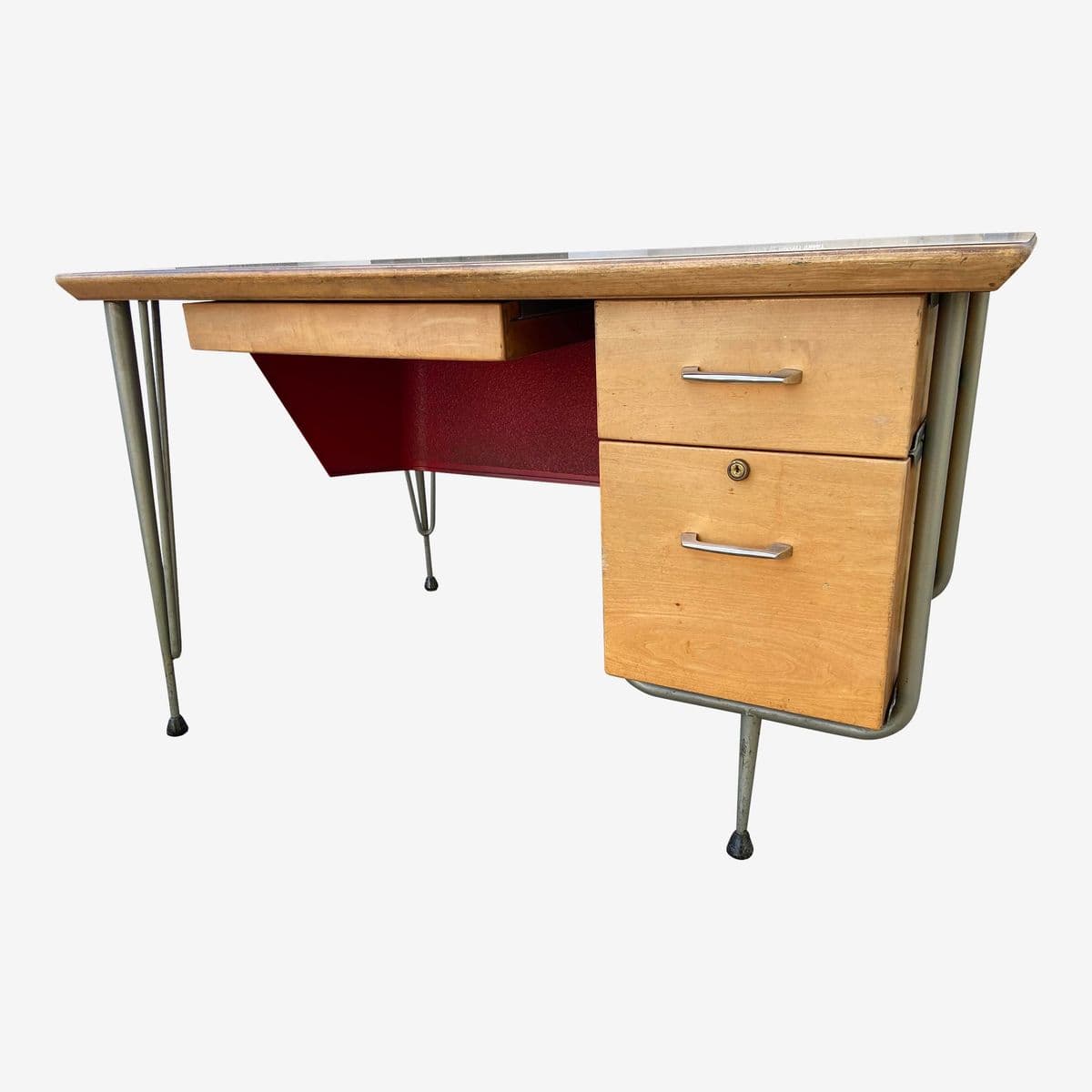 1950s Raymond Loewy for Brunswick Vintage Mid Century Modern Industrial Desk - Image 1