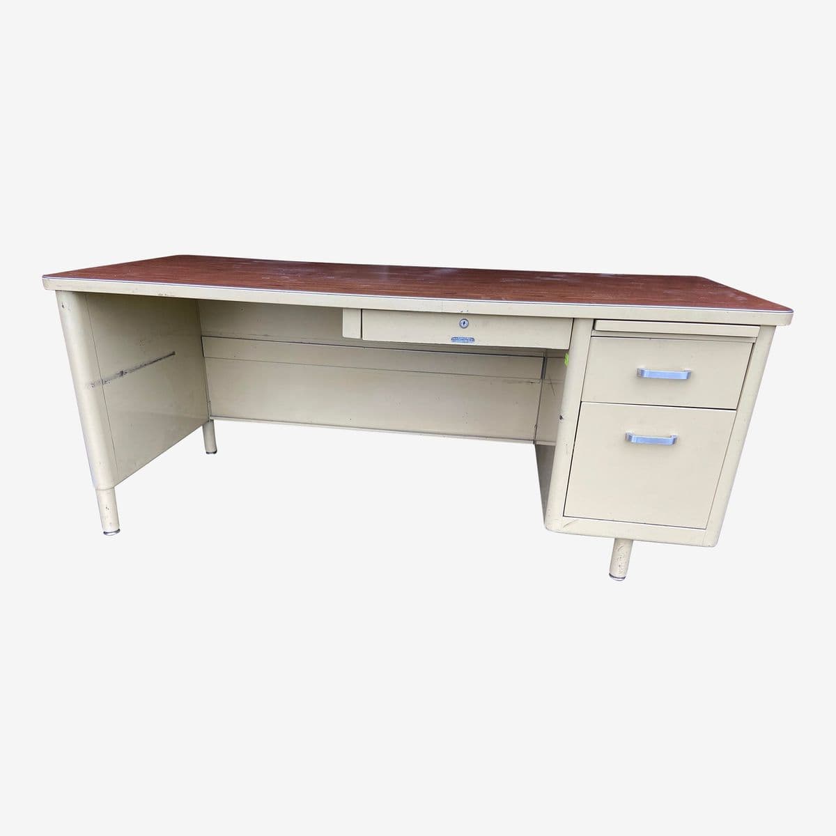 Vintage Mid Century Modern Metal Tanker Desk - Image 1