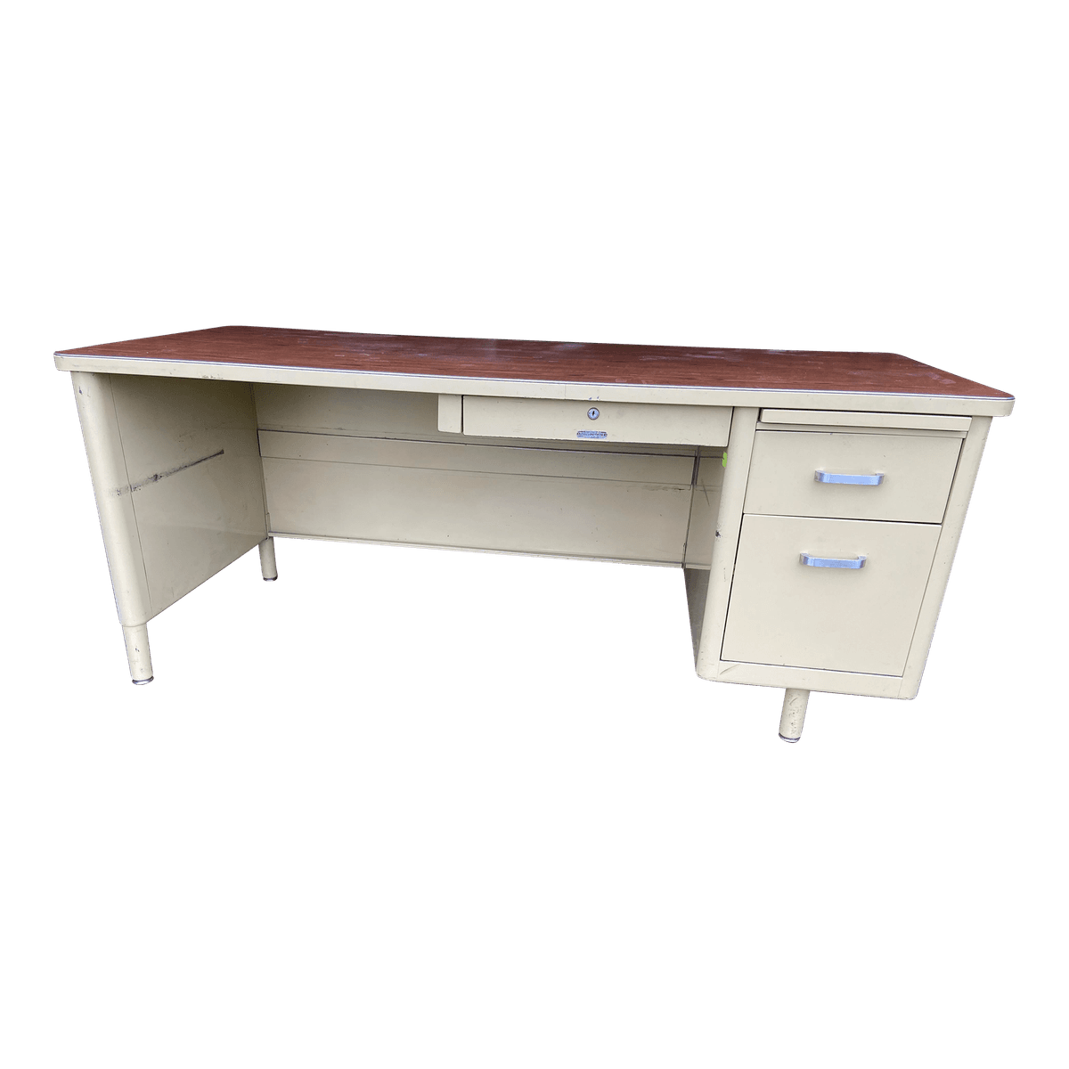 Vintage Mid Century Modern Metal Tanker Desk - Thumbnail 2