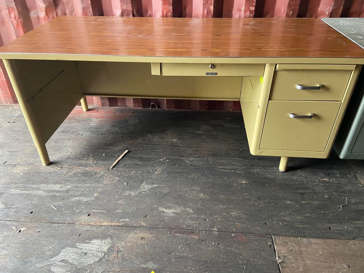 Vintage Mid Century Modern Metal Tanker Desk - Thumbnail 11